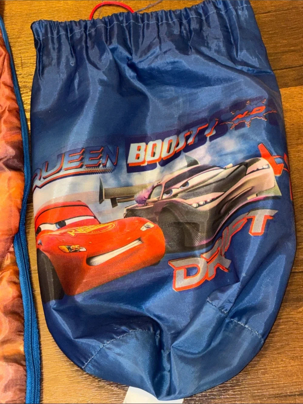 VINTAGE DISNEY Cars McQueen & Boost Kids Sleeping Bag - Red/Brown Racing